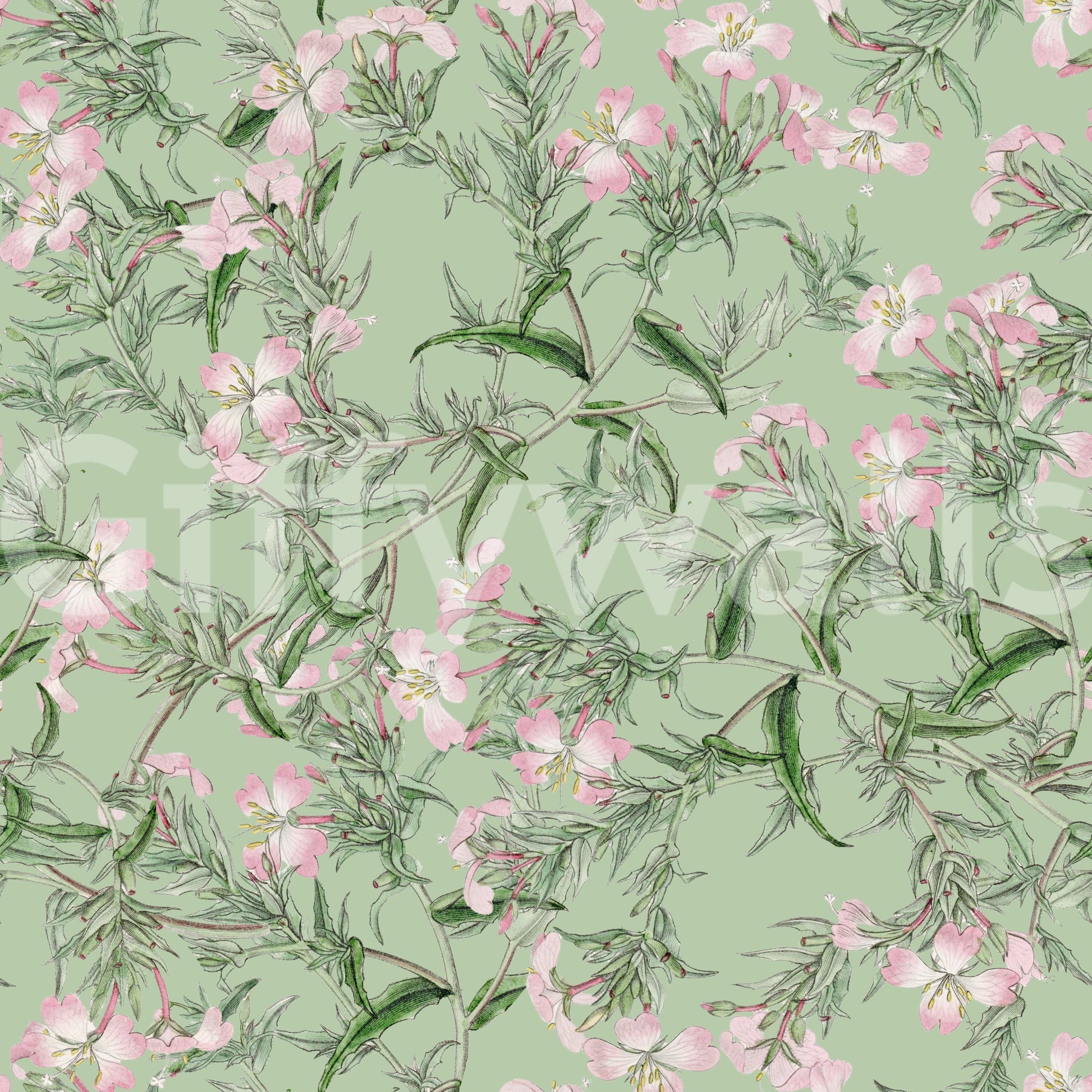 Soft Sage Floral Botanical Meadow Wallpaper⁠