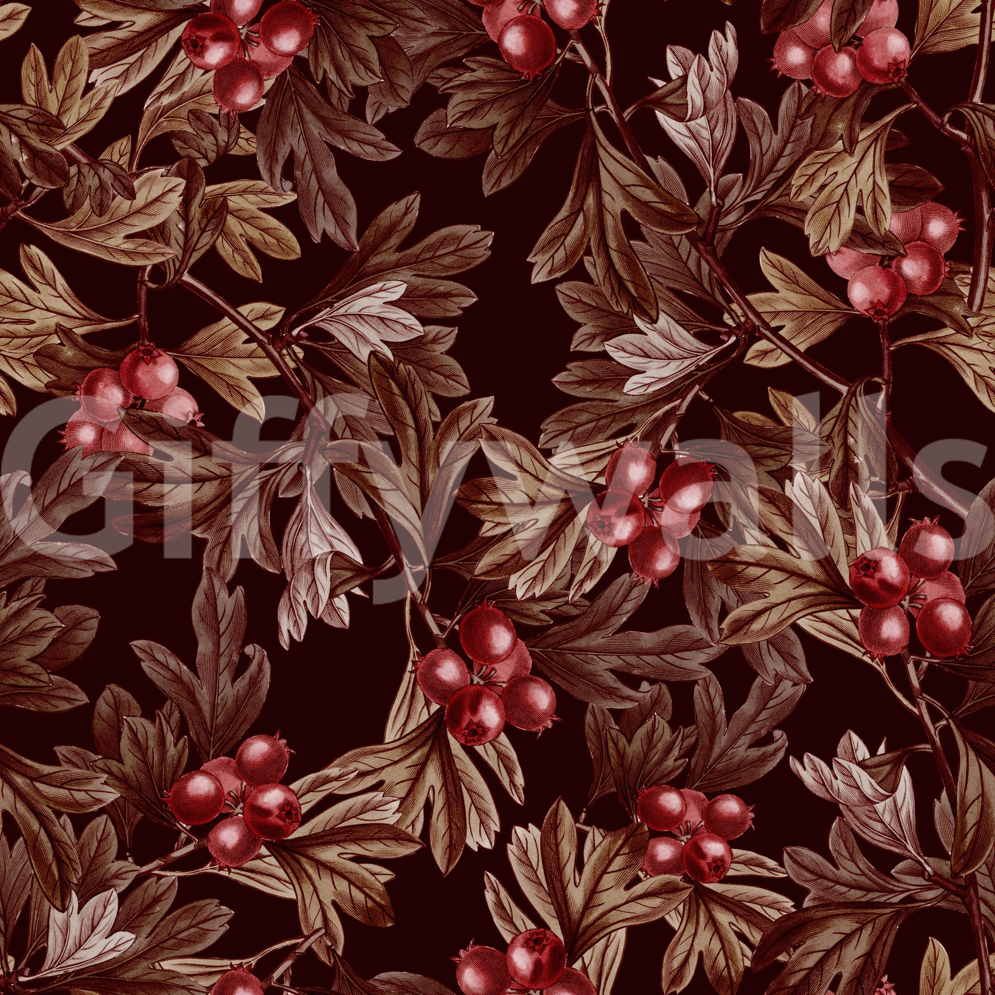 Autumnal Berry Harvest Illustration Wallpaper⁠