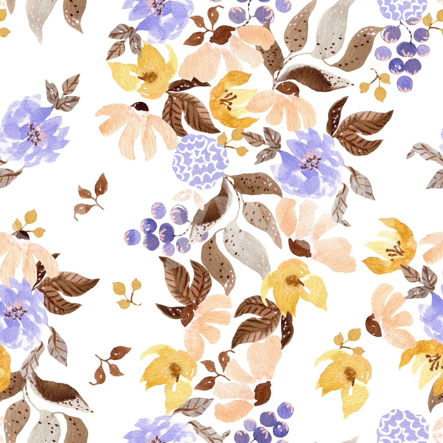 Watercolor Meadow Floral Sprays Wallpaper⁠