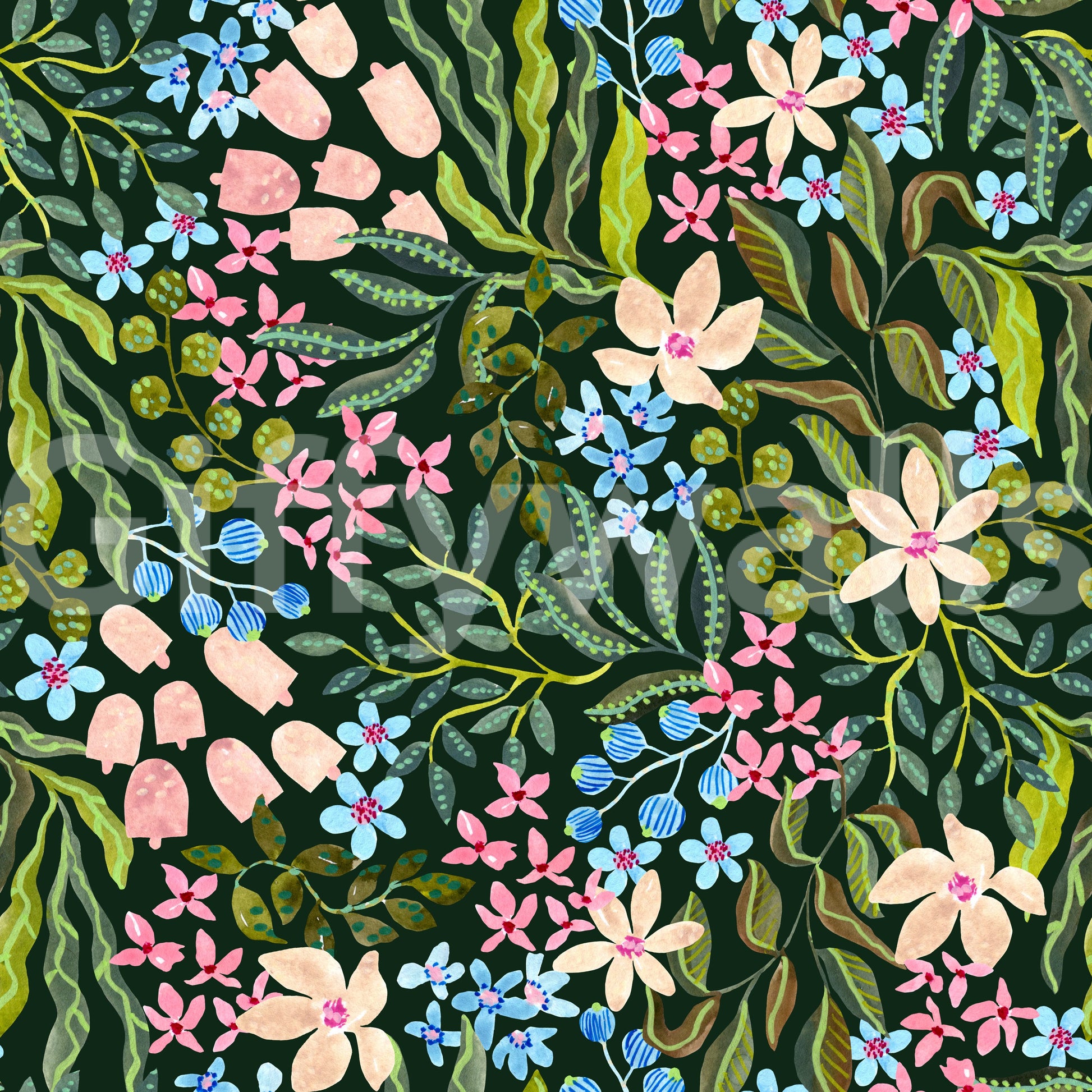 Enchanted Garden Blooms Wallpaper⁠