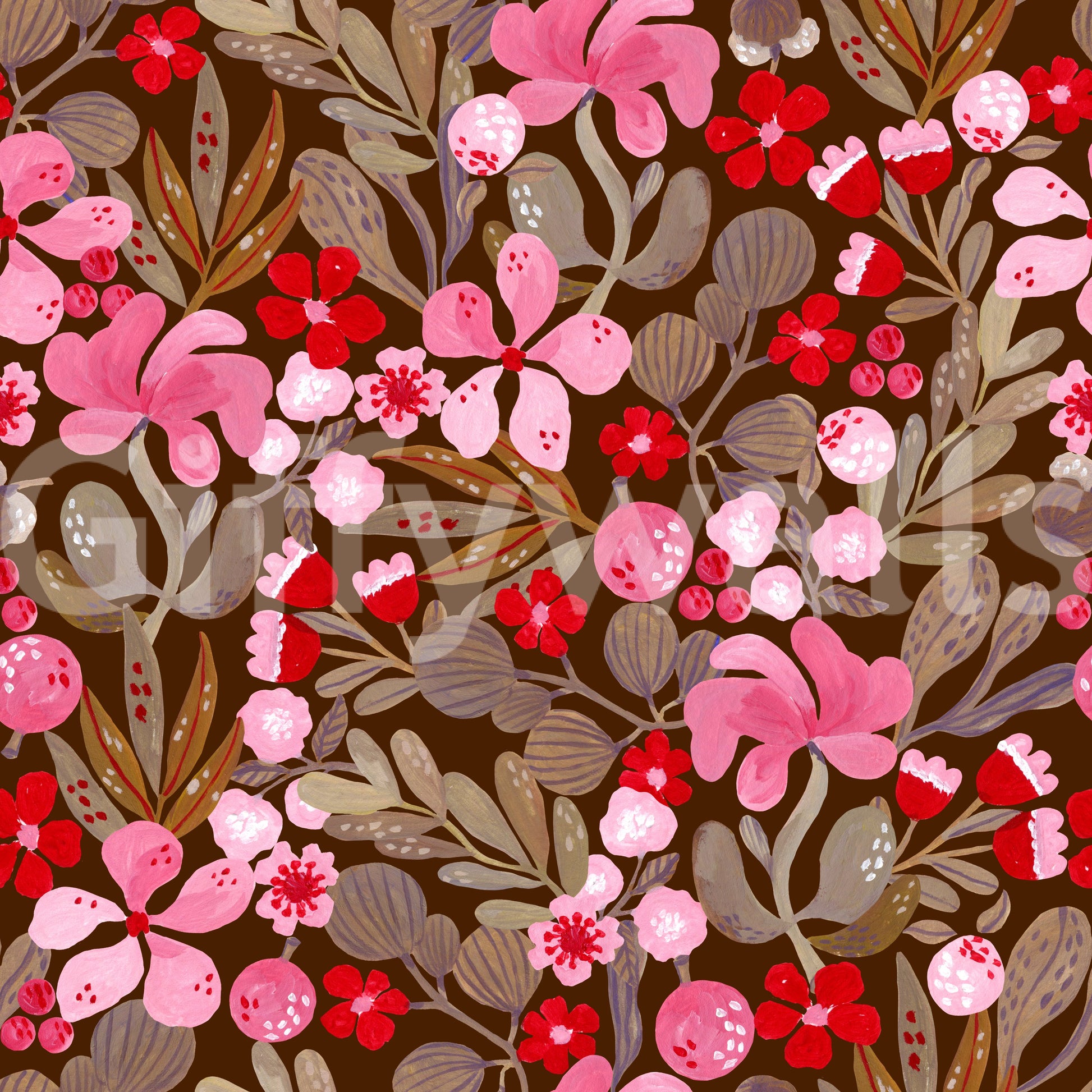 Rustic Crimson Petal Garden Wallpaper⁠