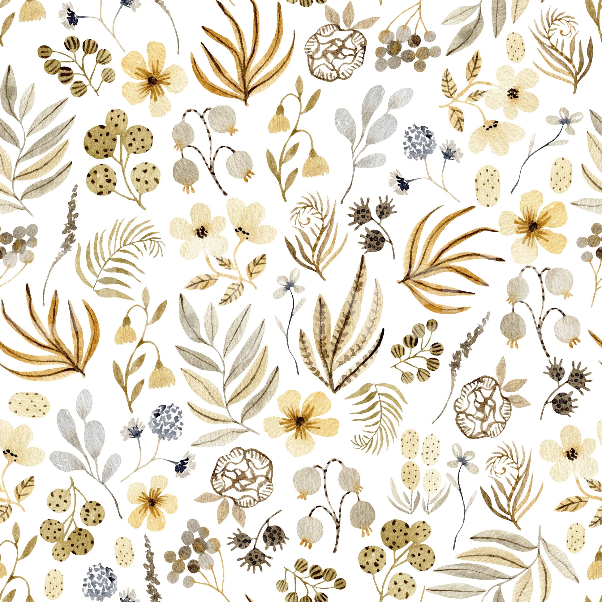Rustic Earthy Meadow Flora Wallpaper⁠