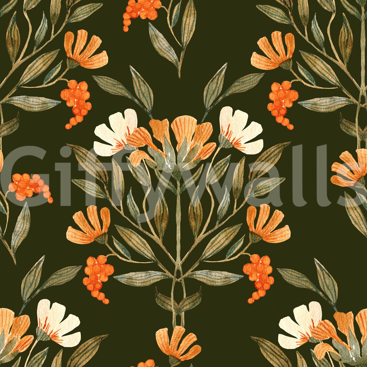 Autumnal Meadow Trail Pattern Wallpaper⁠