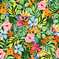 Vibrant Botanical Garden Illustration Wallpaper⁠