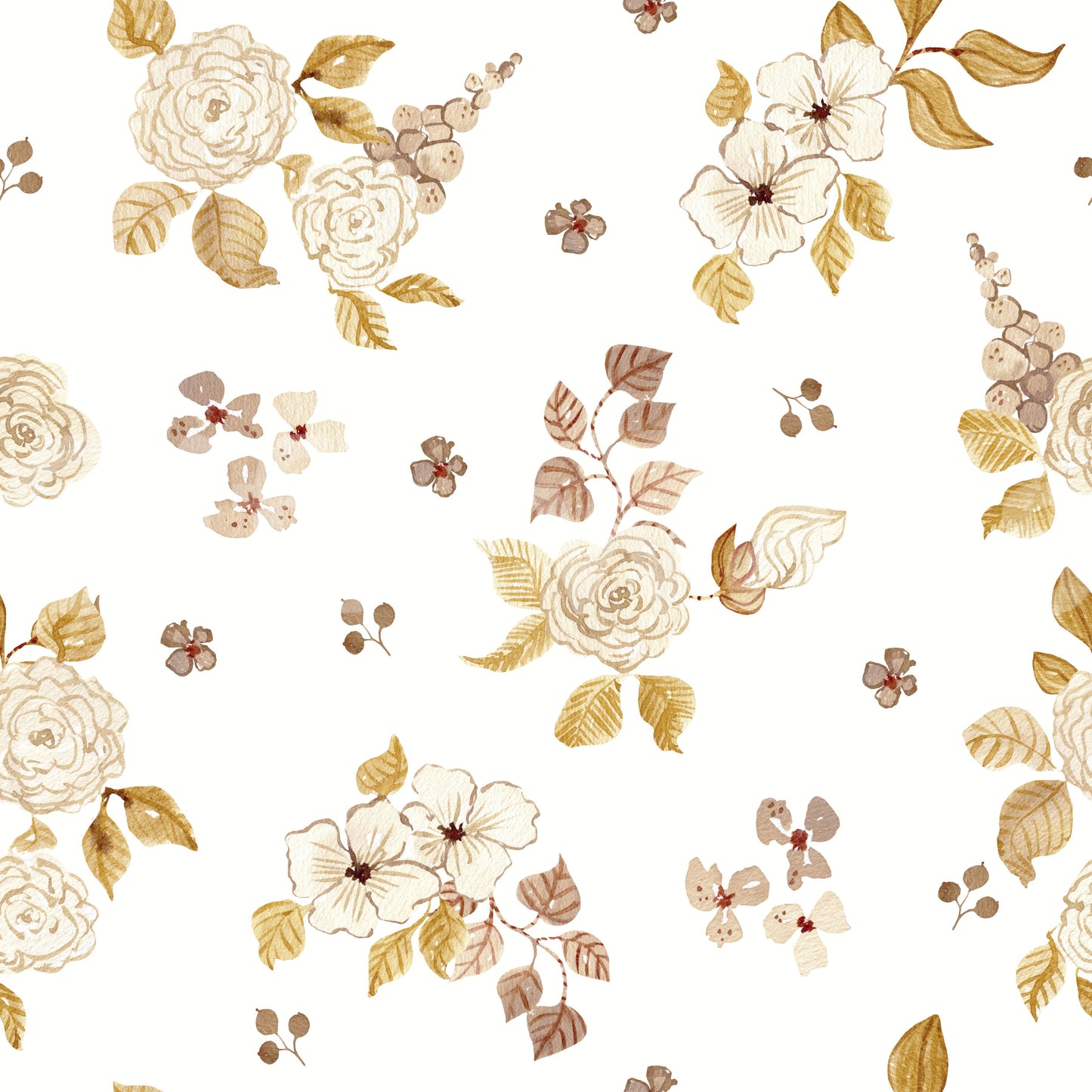 Watercolor Autumn Rose Botanical Wallpaper⁠