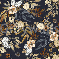 Dark Botanical Floral Illustration Wallpaper⁠