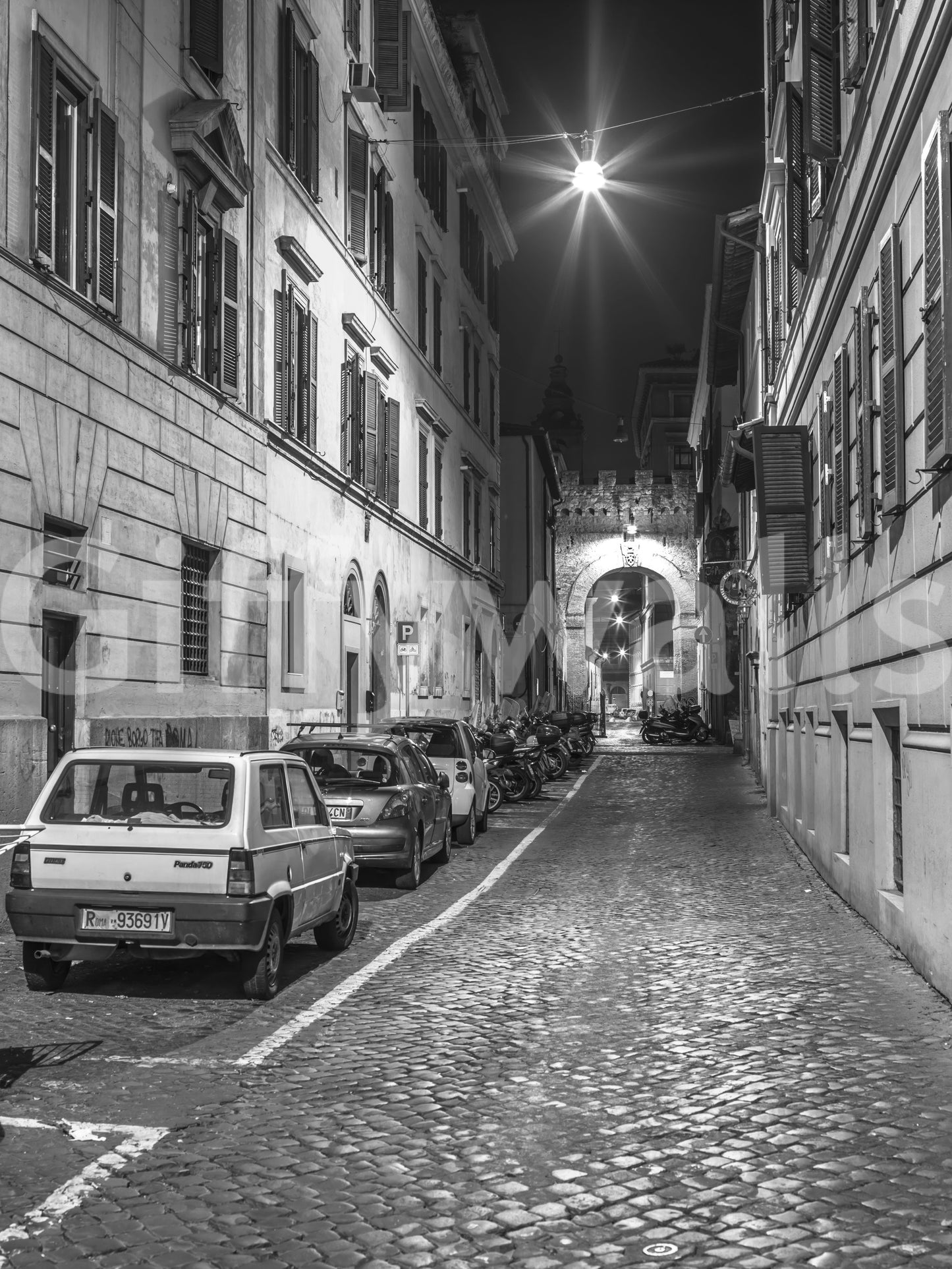 Italian Nighttime Cobblestone Alley Wall Mural