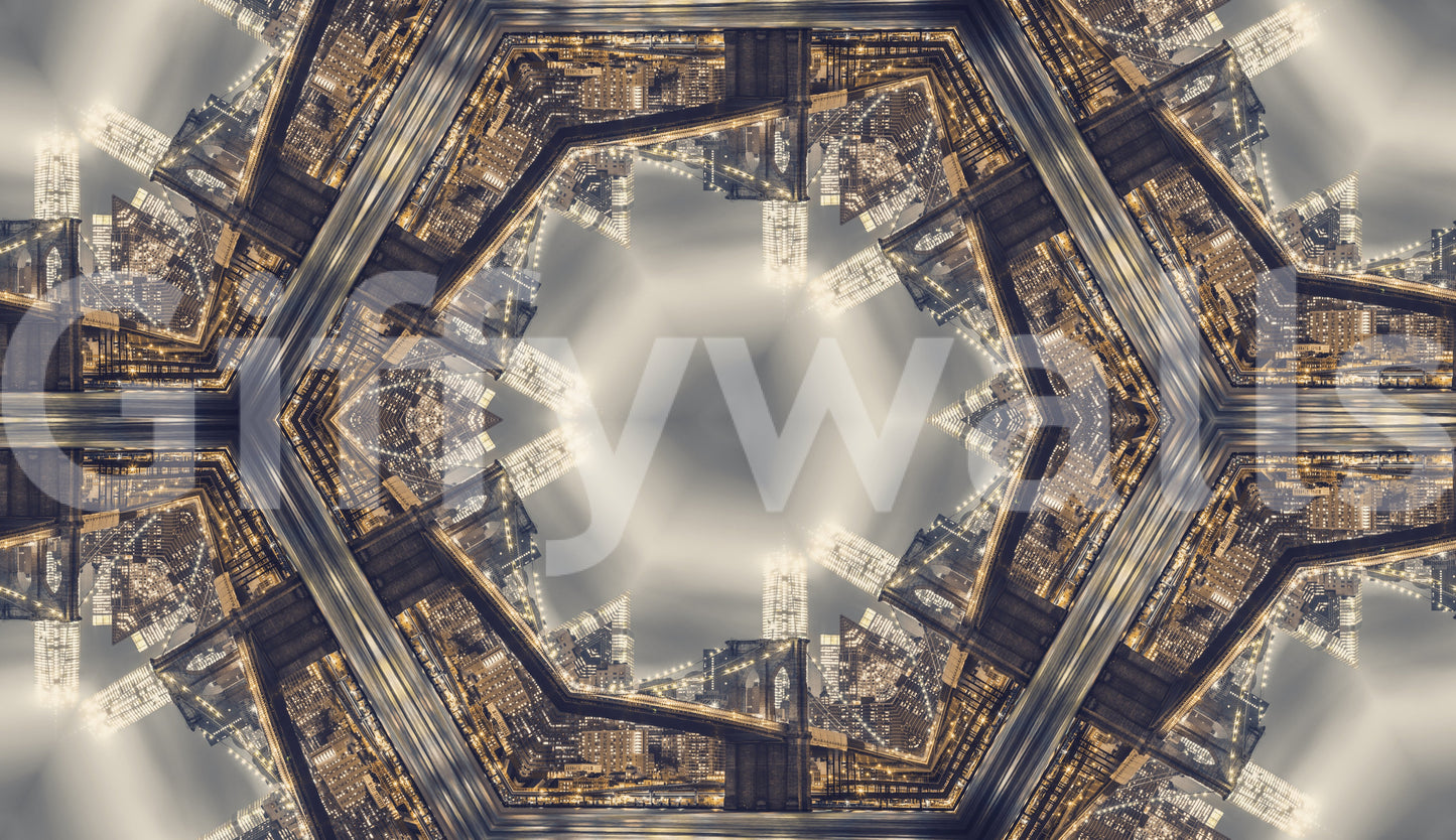 Urban Skyline Starburst Symmetry Wallpaper⁠