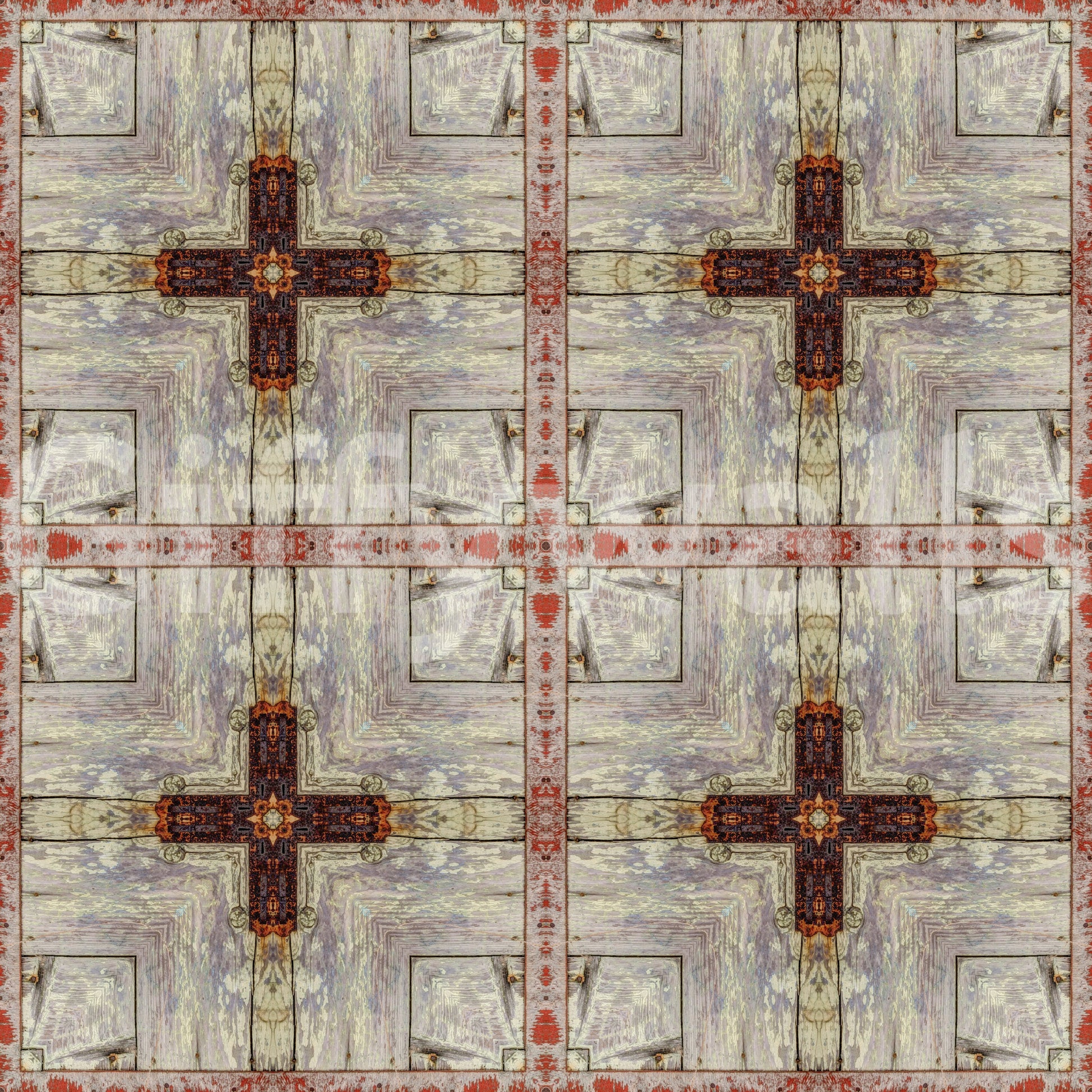 Aged Industrial Grid with Cross Overlay Wallpaper⁠