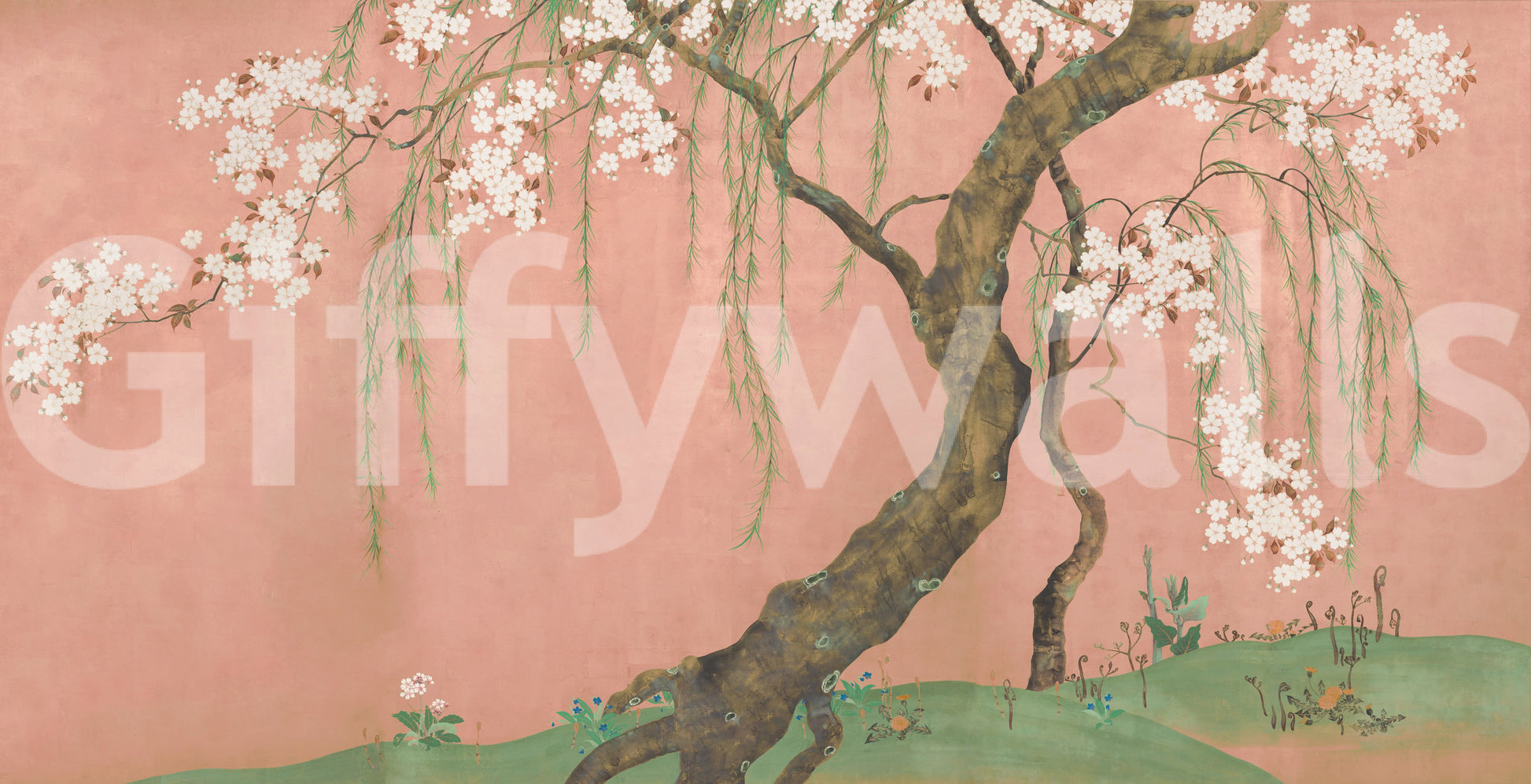 Blossoming Willow Sakura Landscape Wall Mural