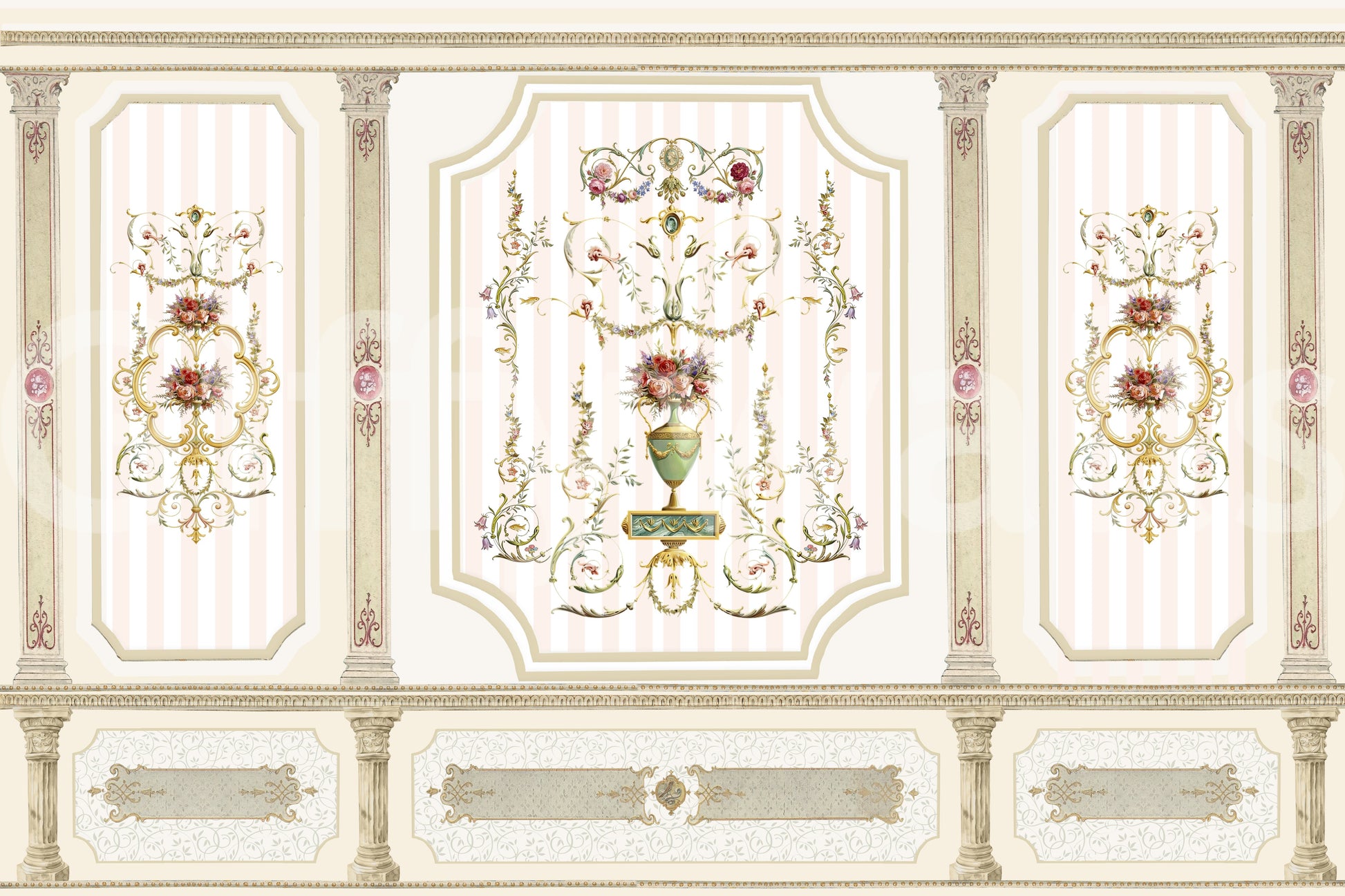 Regal Botanical Urn Motif Wall Mural