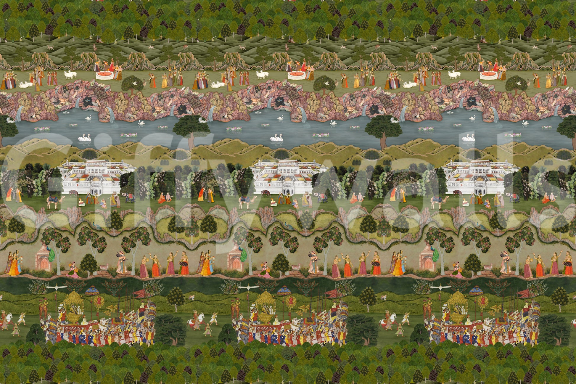 Mughal Heritage Garden Narrative Wall Mural