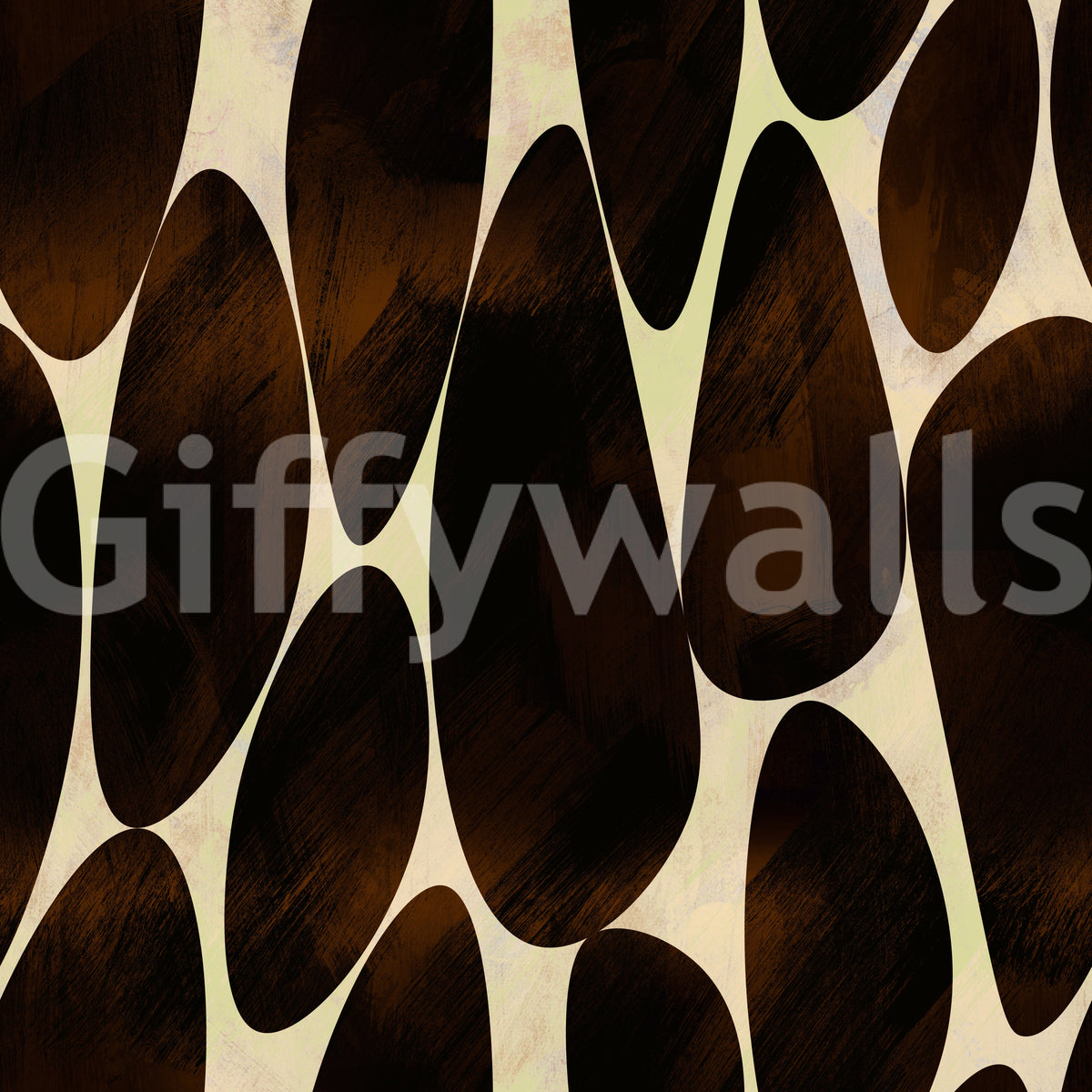 Close-up of the interlocking dark brushstroke motif wallpaper pattern GD12221