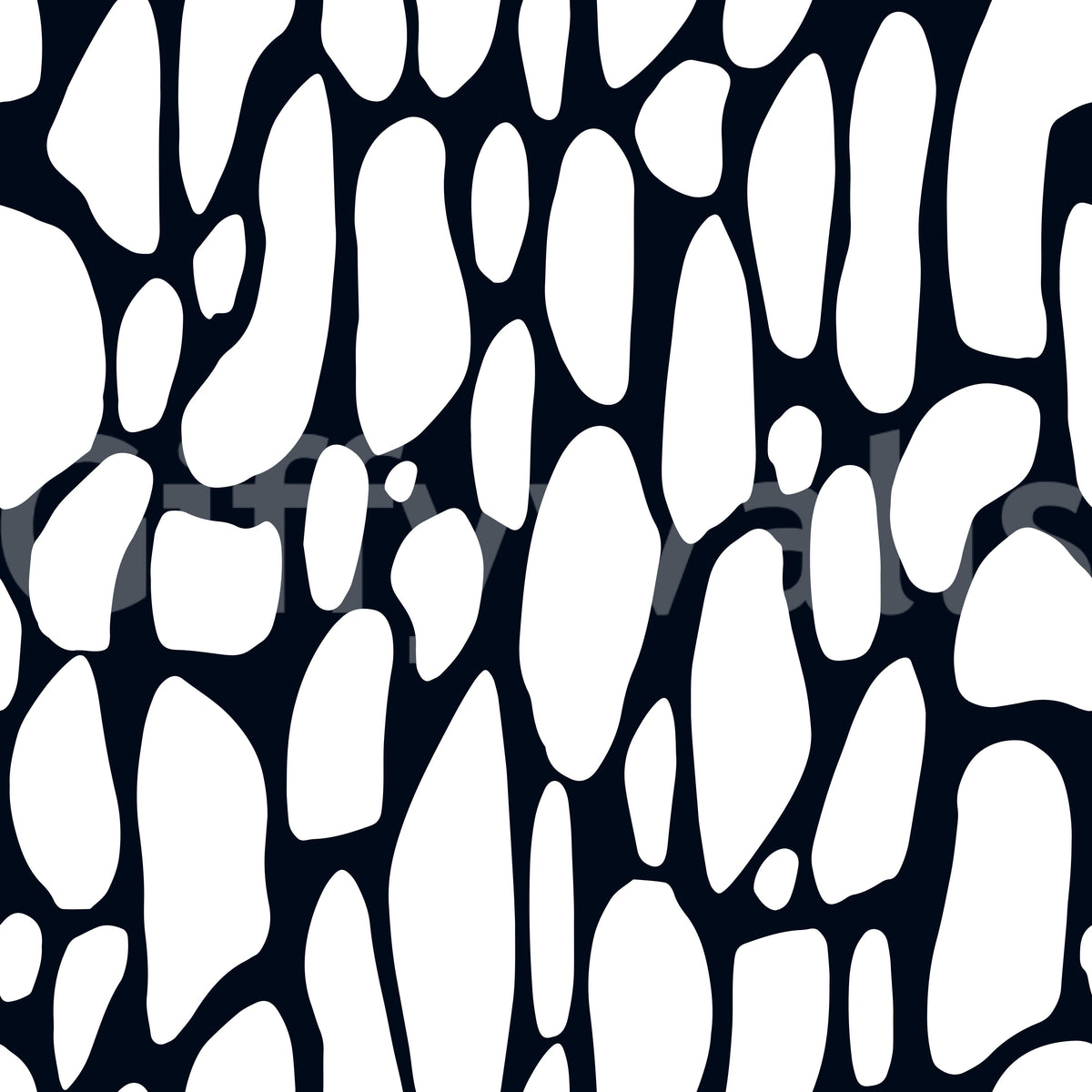 Close-up of black and white organic pebble abstract wallpaper pattern GD12223