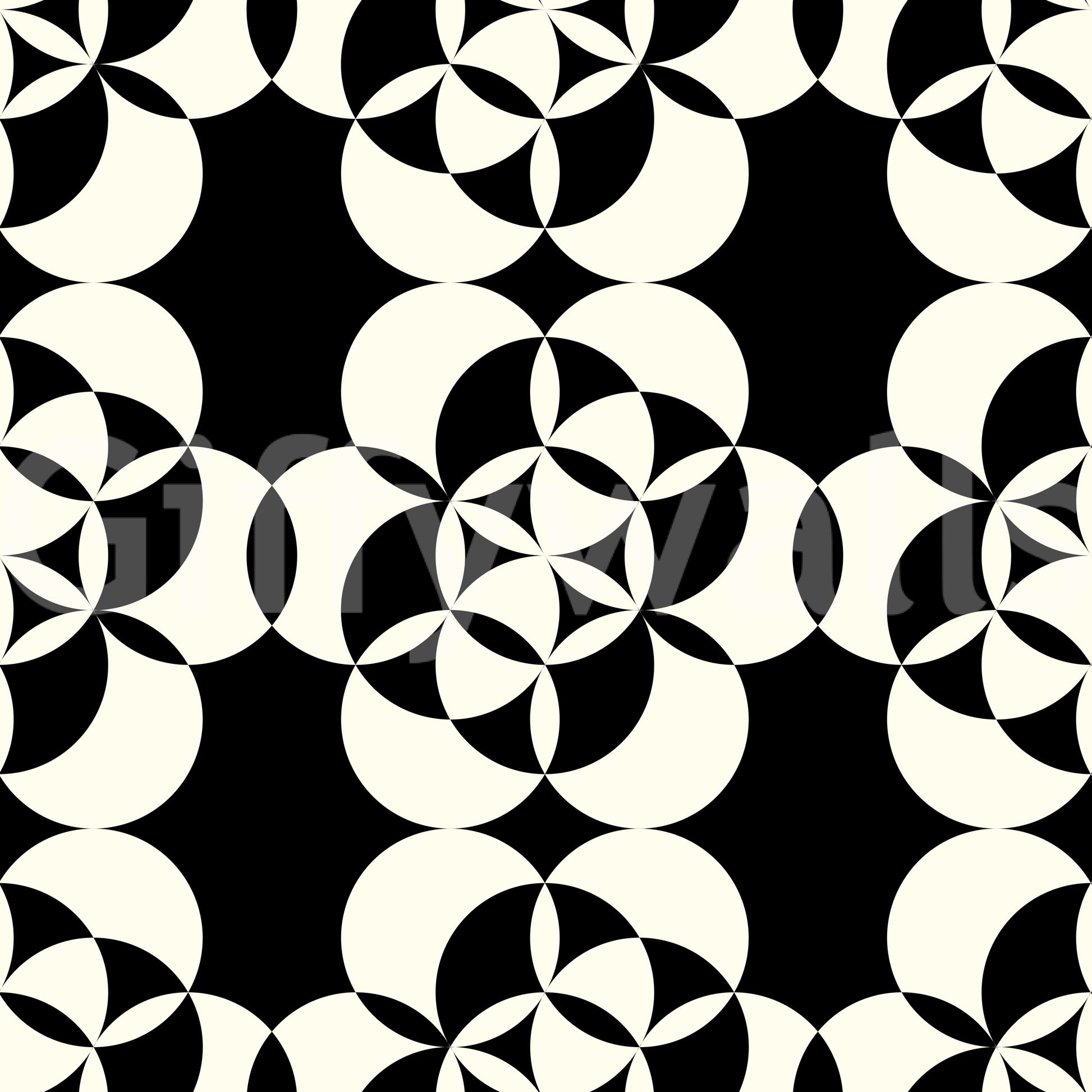 Graphic Circular Grid Monotone Decor Wallpaper⁠