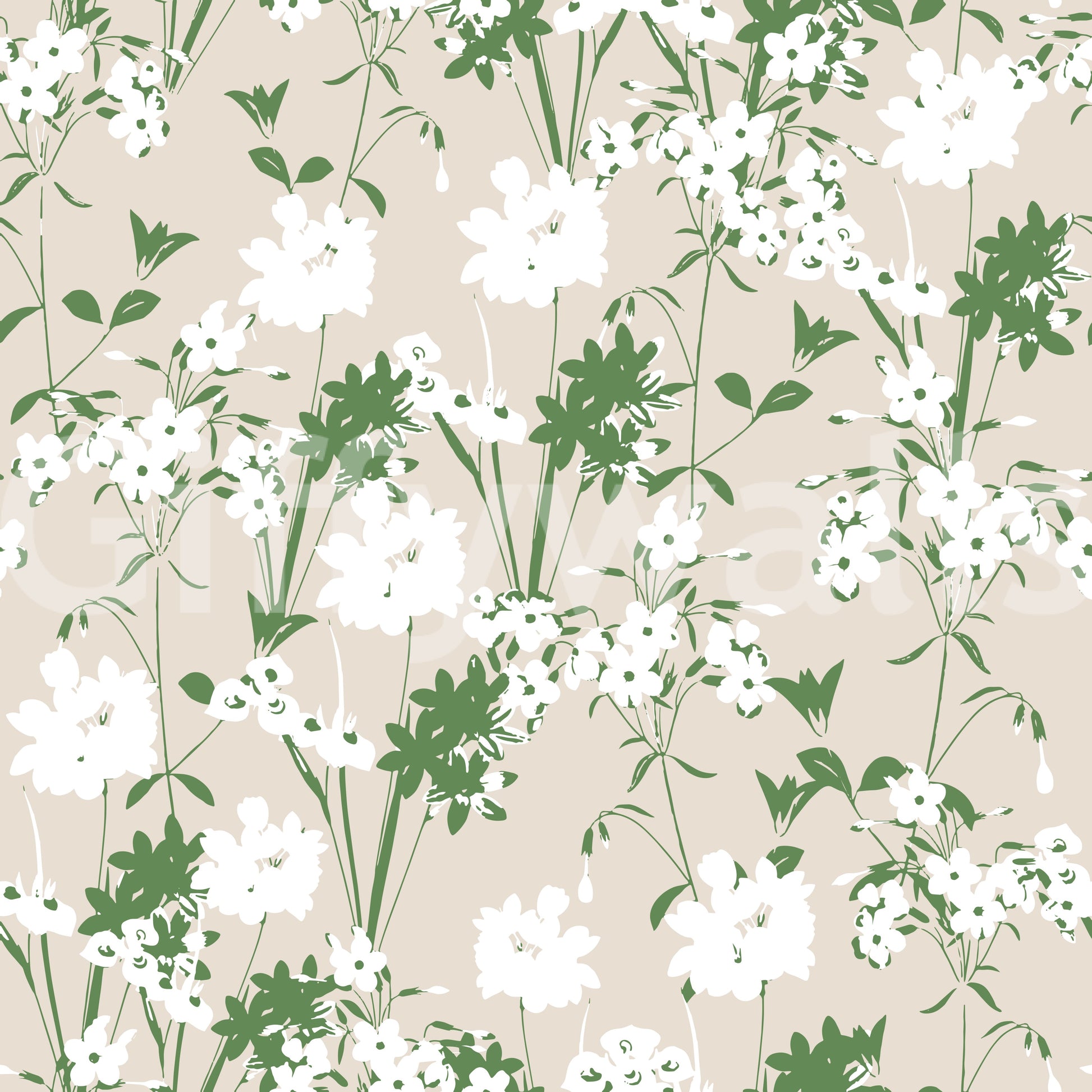 Minimalist Sage Meadow Silhouette Wallpaper⁠