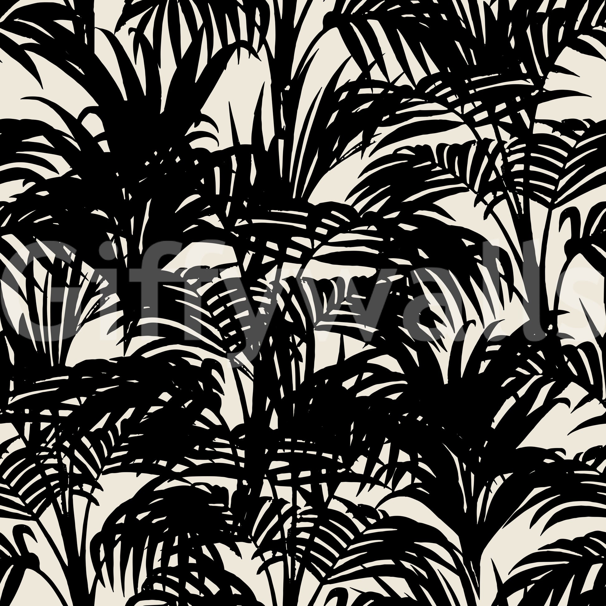 Monochrome Tropical Palm Silhouette Wallpaper⁠