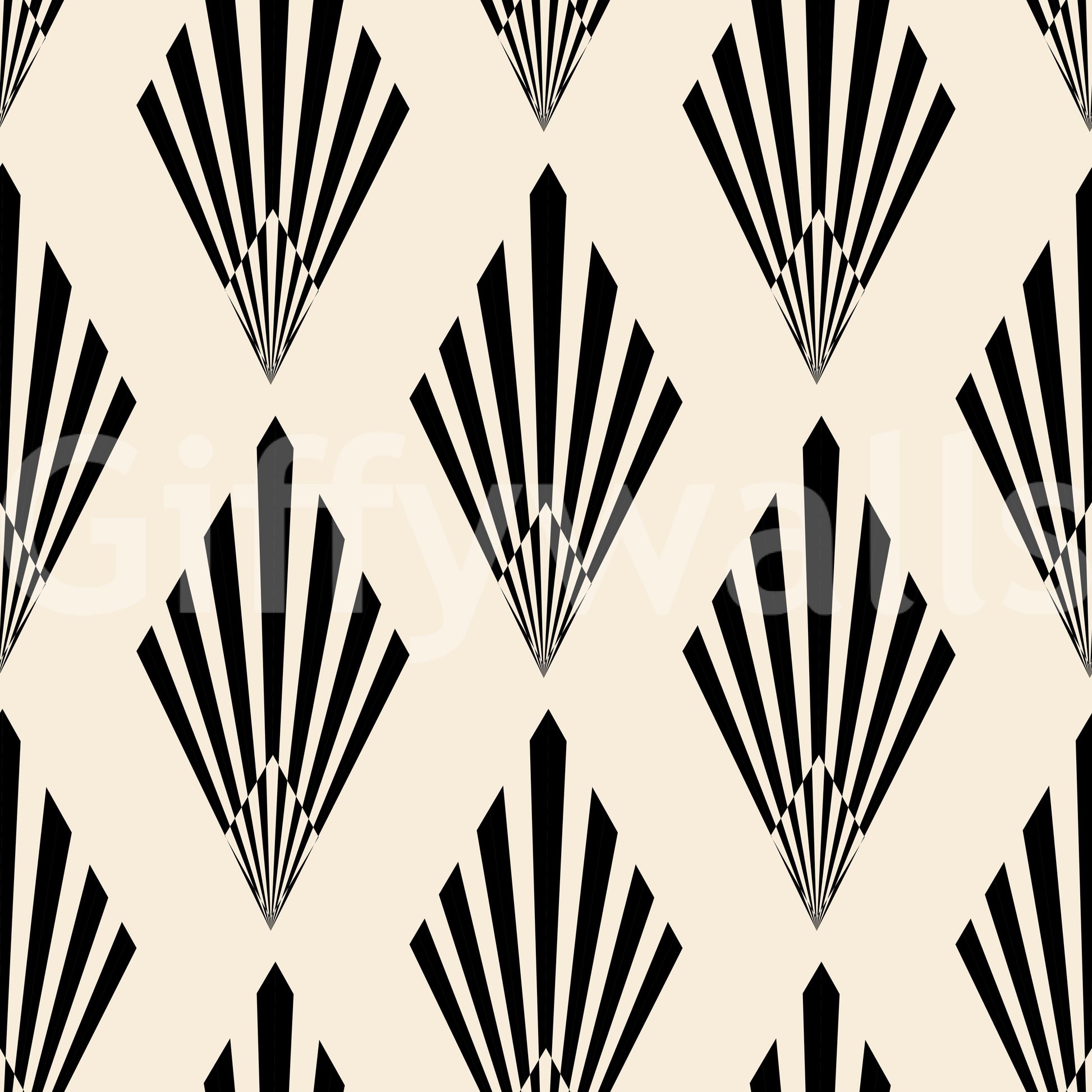 Geometric Art Deco Fan Pattern Wallpaper⁠