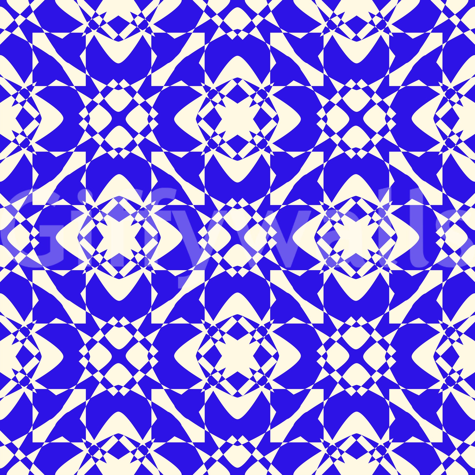 Geometric Cobalt Interlocking Pattern Wallpaper⁠