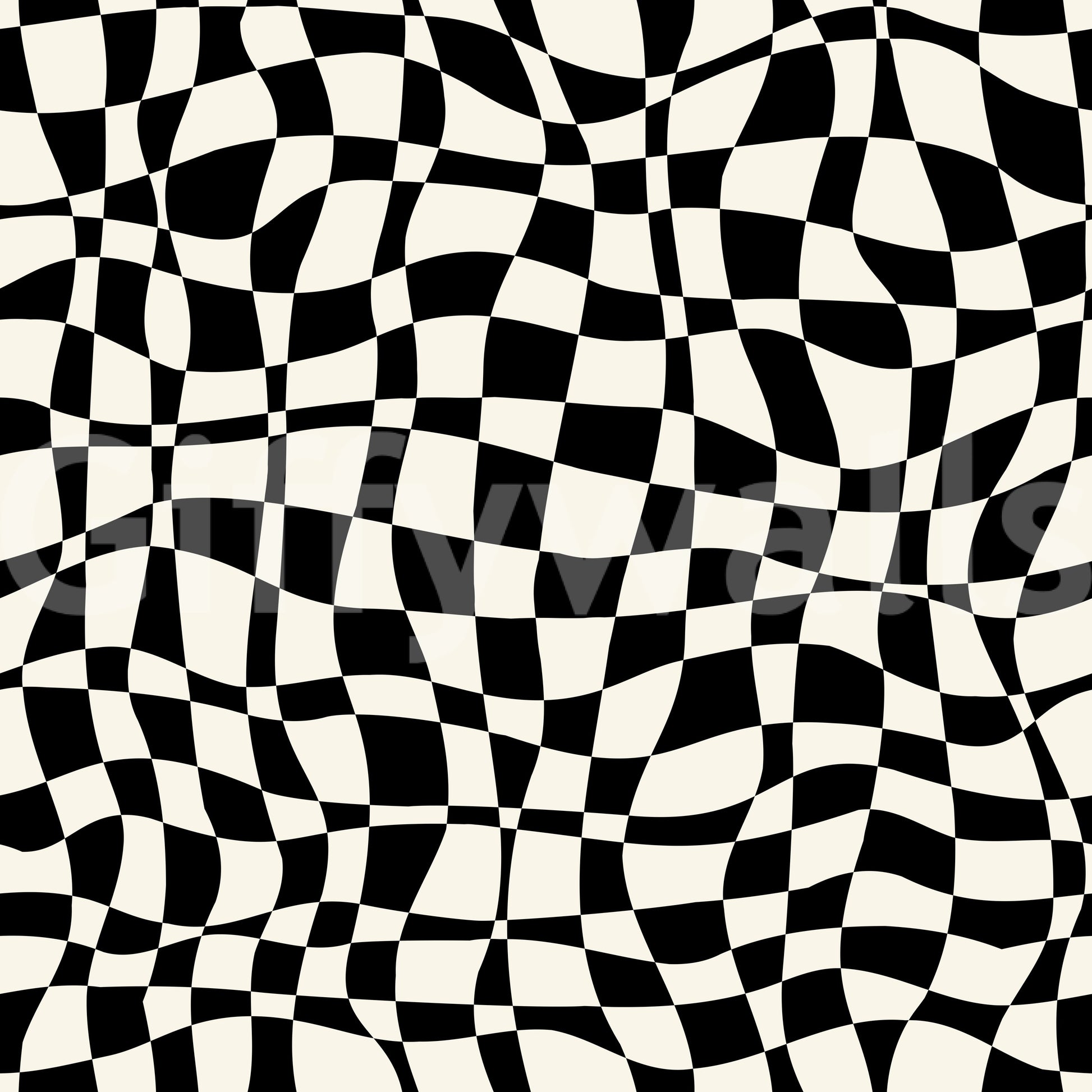 Wavy Monochrome Checkerboard Wallpaper⁠