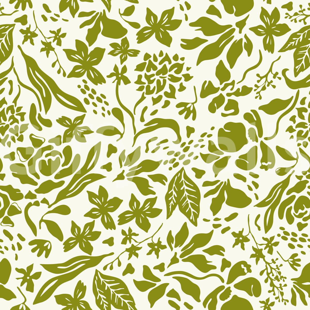 Close up swatch of sage green botanical silhouette wallpaper GD12255