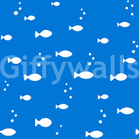 Minimalist white fish pattern on a bright blue background GD12268