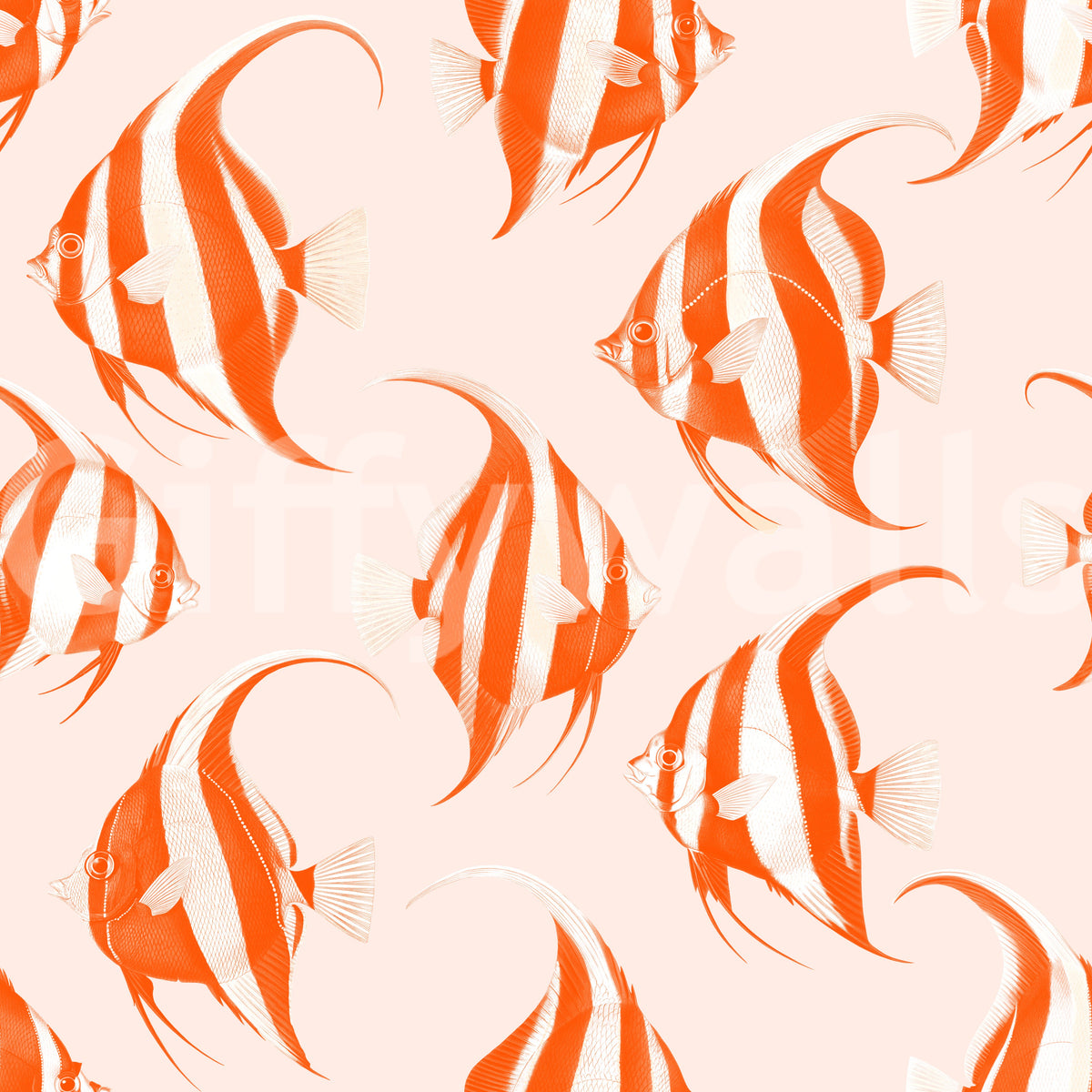 Orange angelfish wallpaper pattern detail GD12275