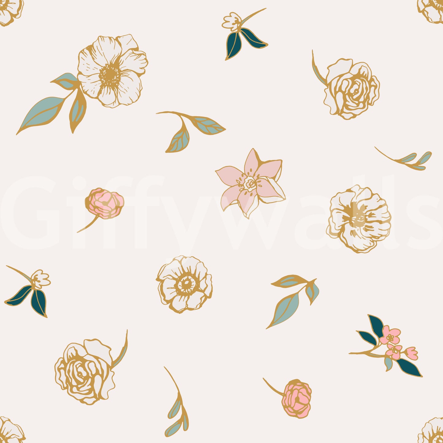 Soft Sage and Gold Meadow Wallpaper⁠