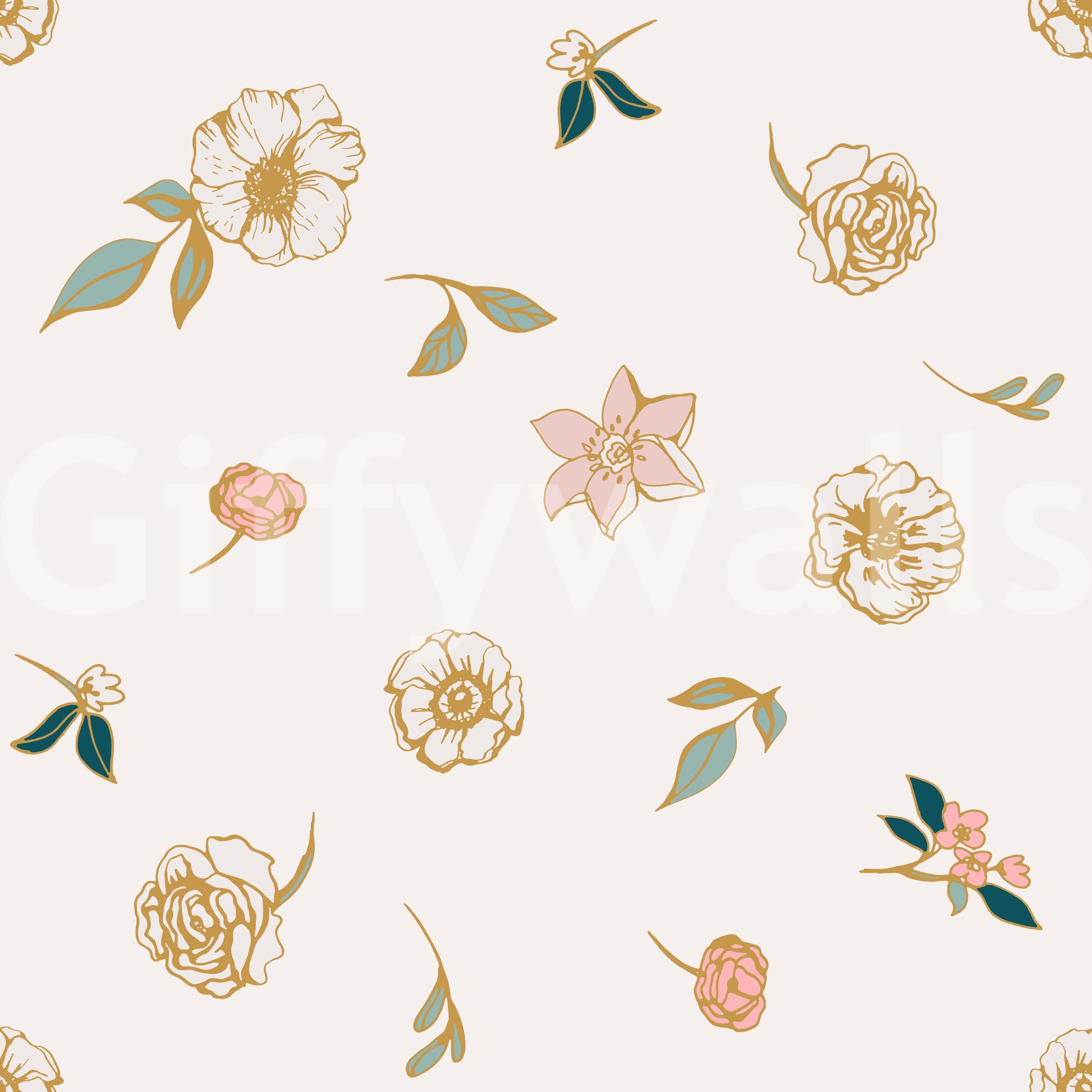 Soft Sage and Gold Meadow Wallpaper⁠