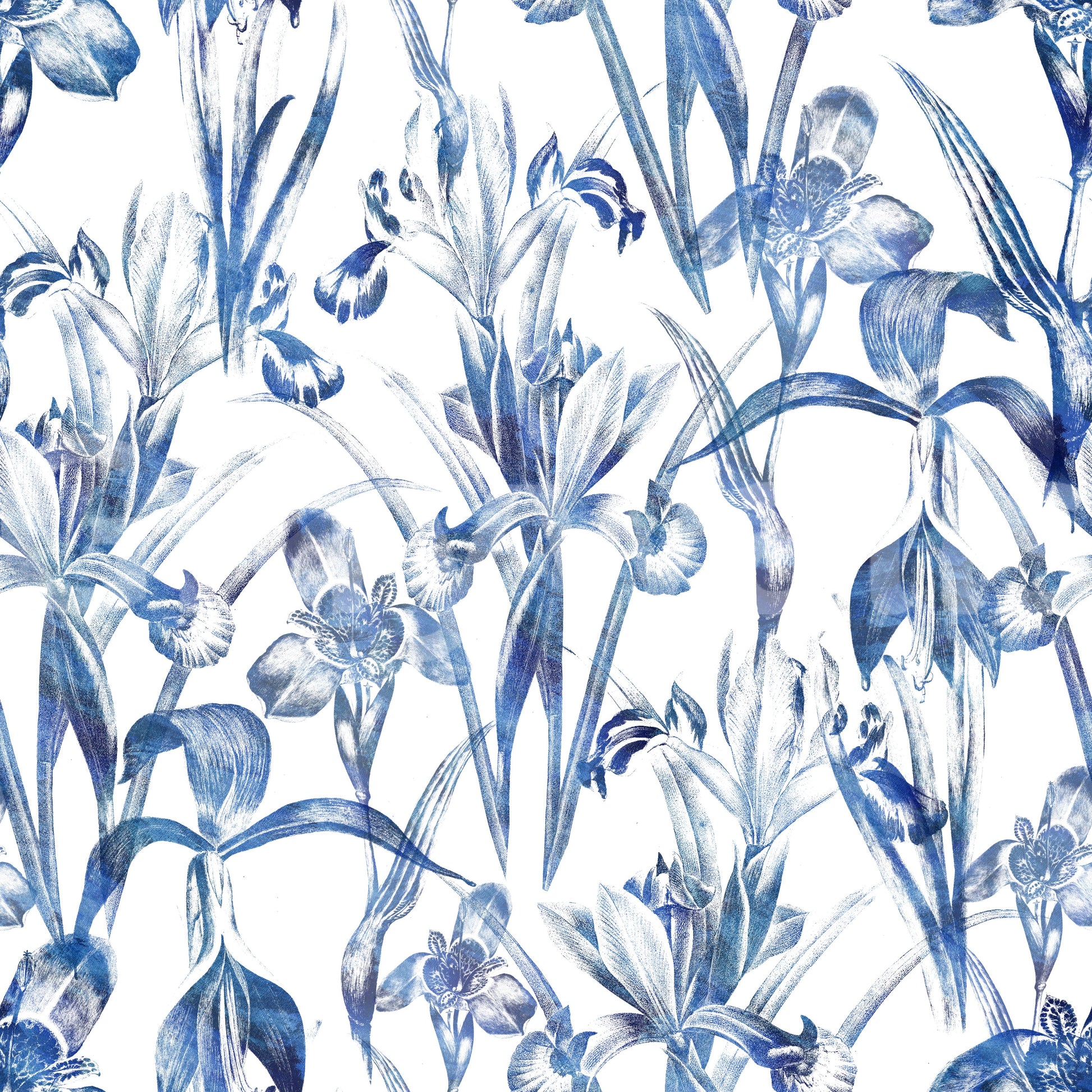Indigo Botanical Sketch Wallpaper⁠