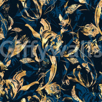Midnight Flora Brushwork Wallpaper⁠