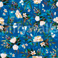 Deep indigo botanical bloom wallpaper pattern swatch GD12295