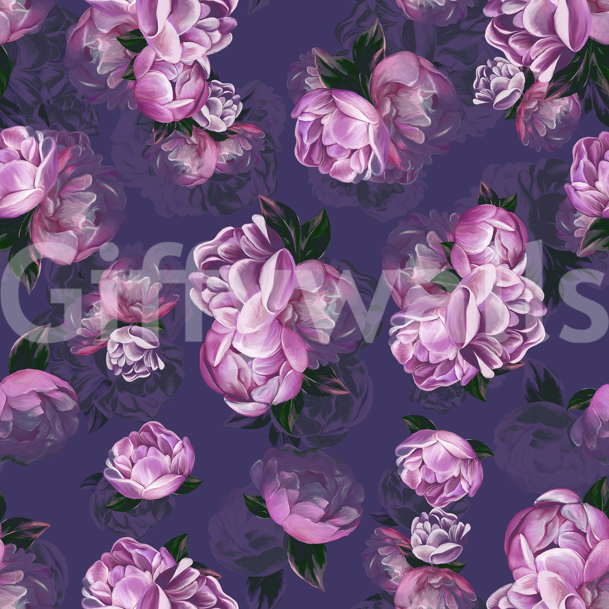 Velvet Peony Bloom Floral Art Wallpaper⁠