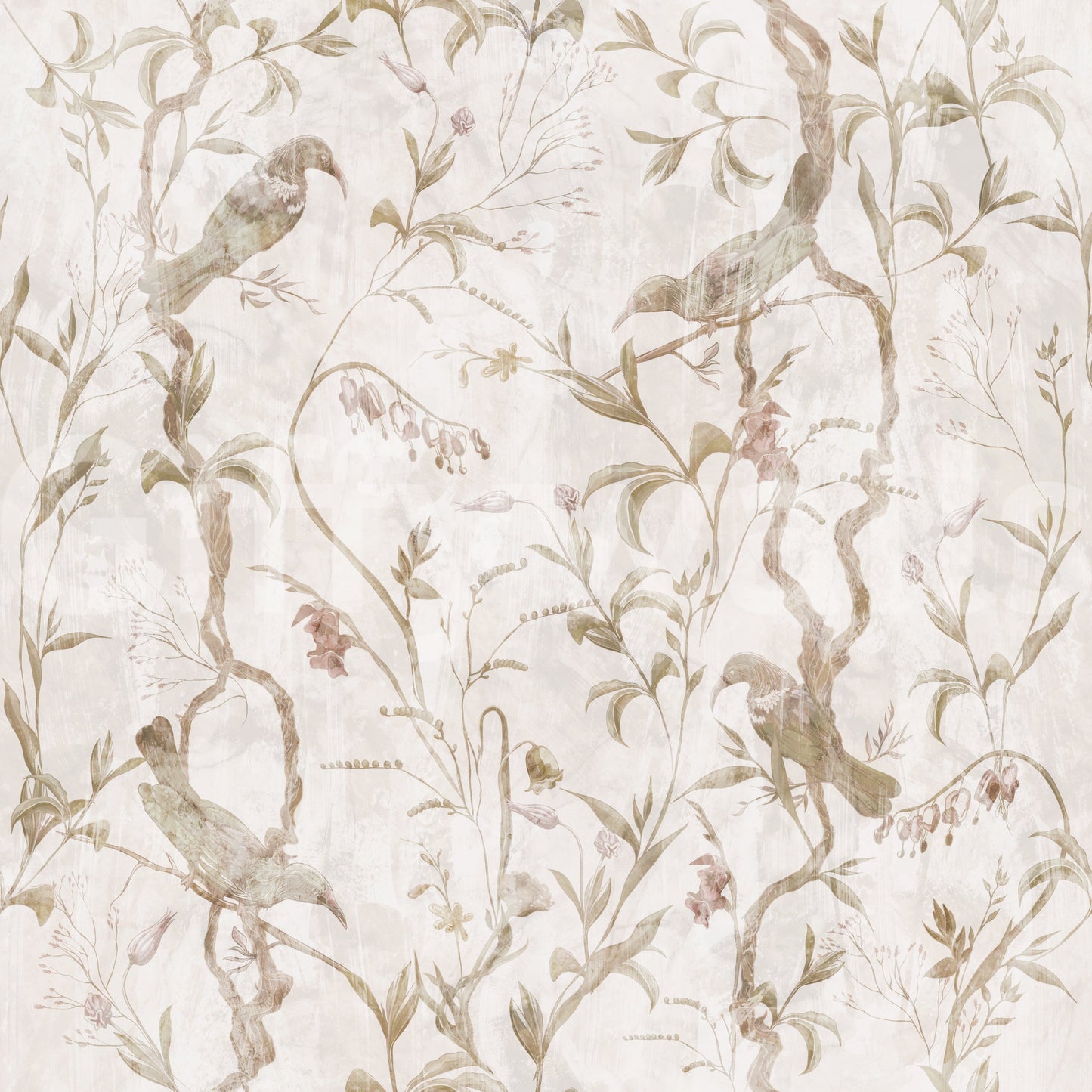 Ethereal Bird and Vine Illustration Wallpaper⁠