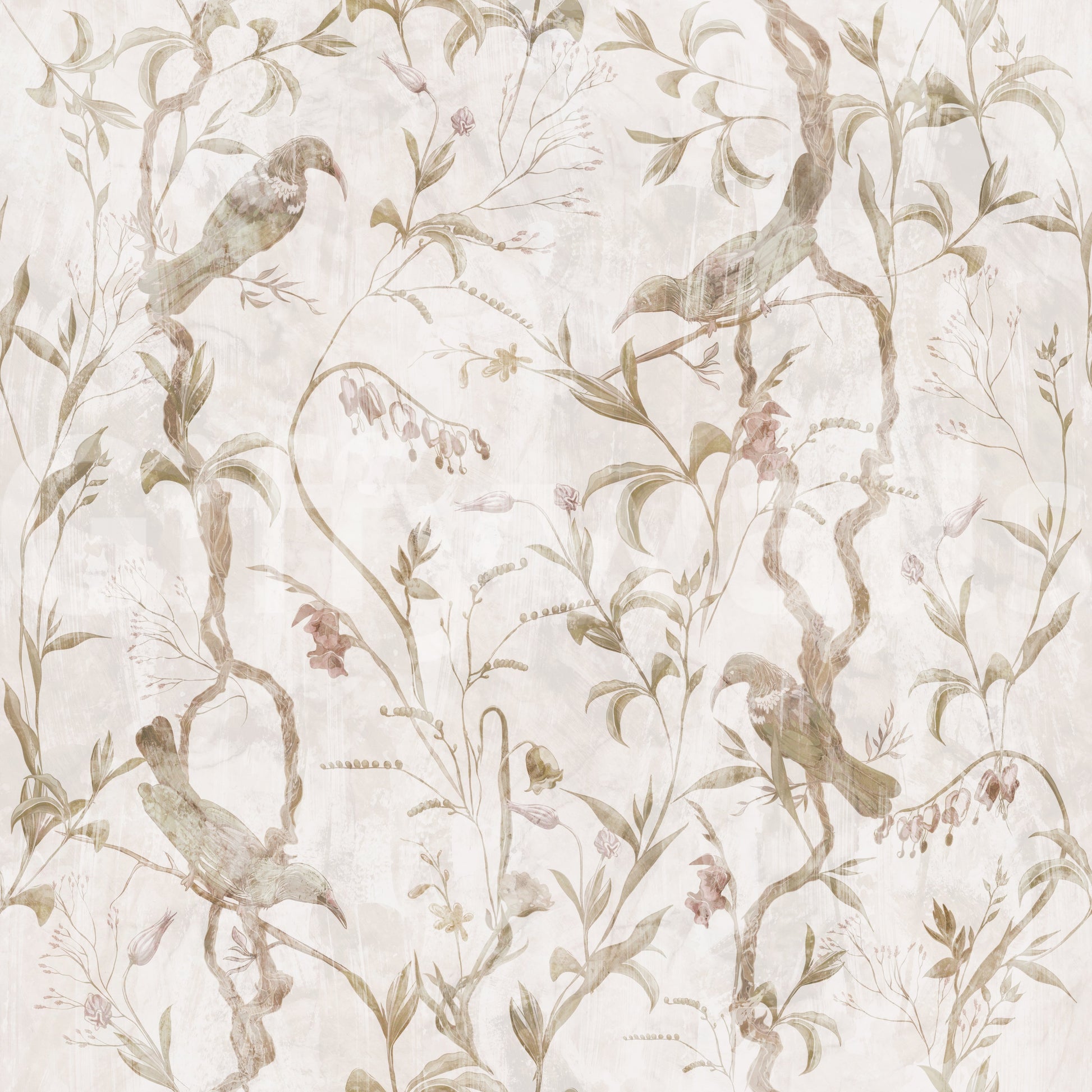 Ethereal Bird and Vine Illustration Wallpaper⁠