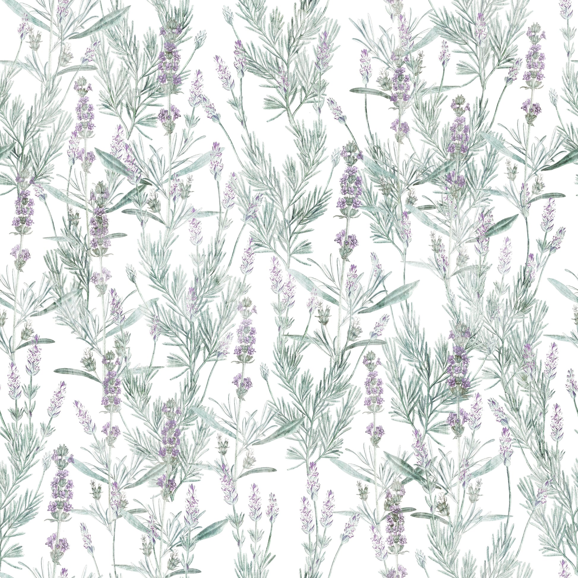 Serene Lavender Sprigs Botanical Wallpaper⁠