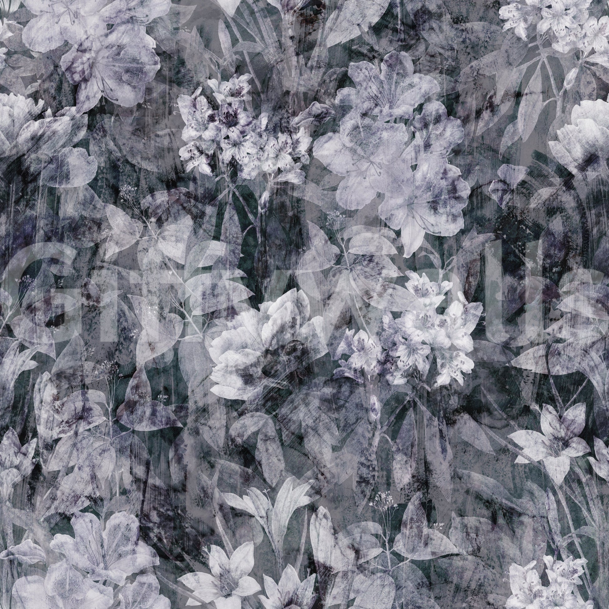 Midnight Flora Grunge Wallpaper⁠