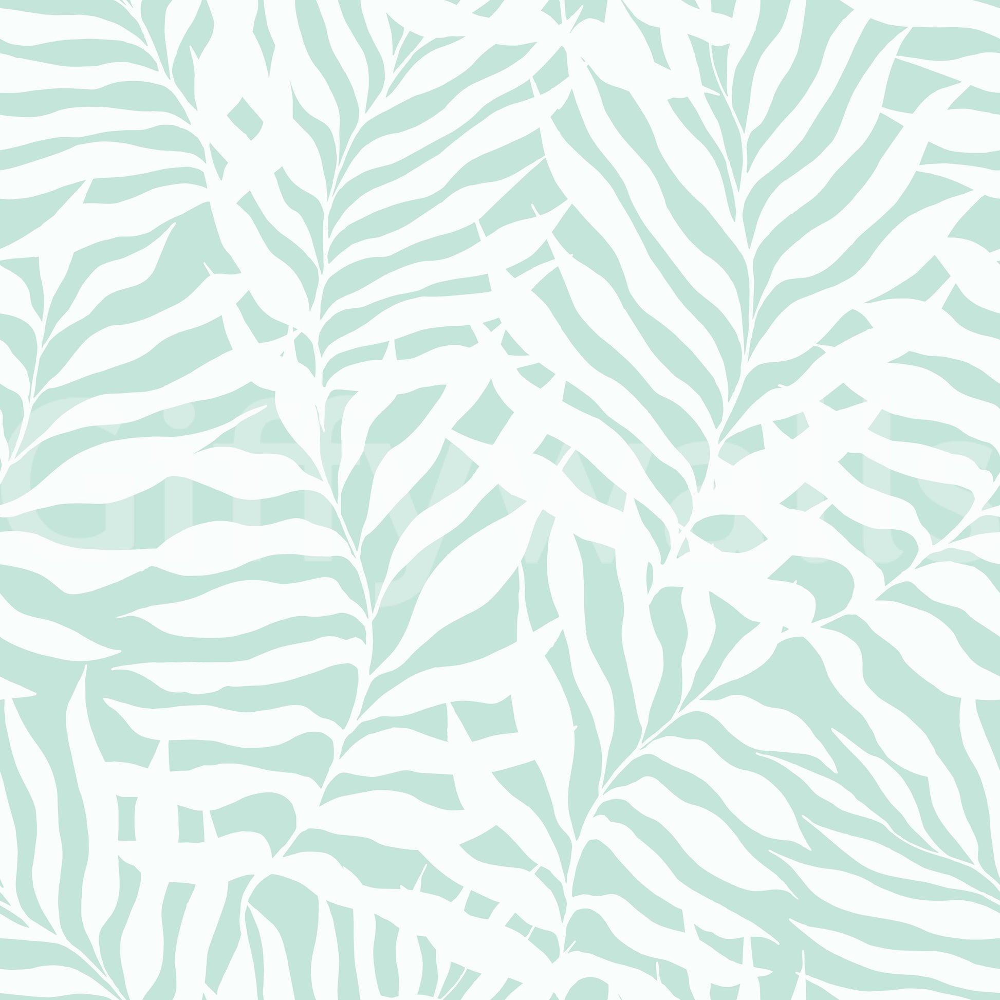 Soft Mint Tropical Fern Leaves Wallpaper⁠