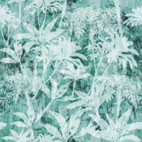 Teal Tropical Botanical Foliage Wallpaper⁠