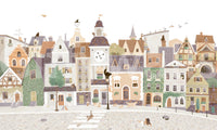 Close up of the pastel houses, cats and little friends GD12398