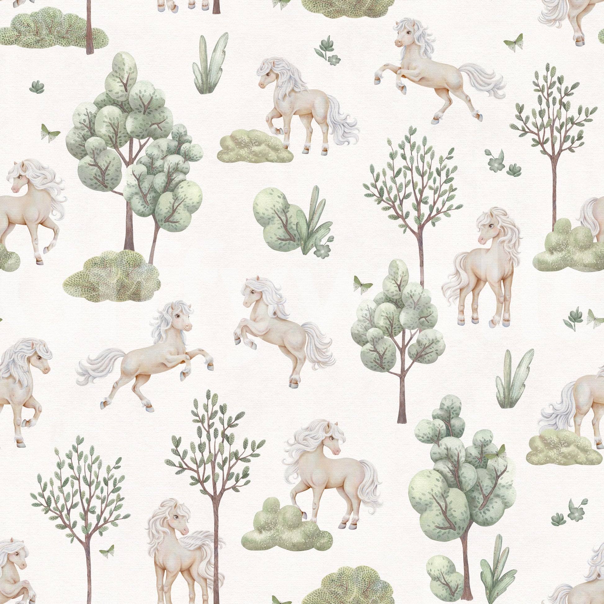 Galloping Pony Woodland Scene Wallpaper⁠