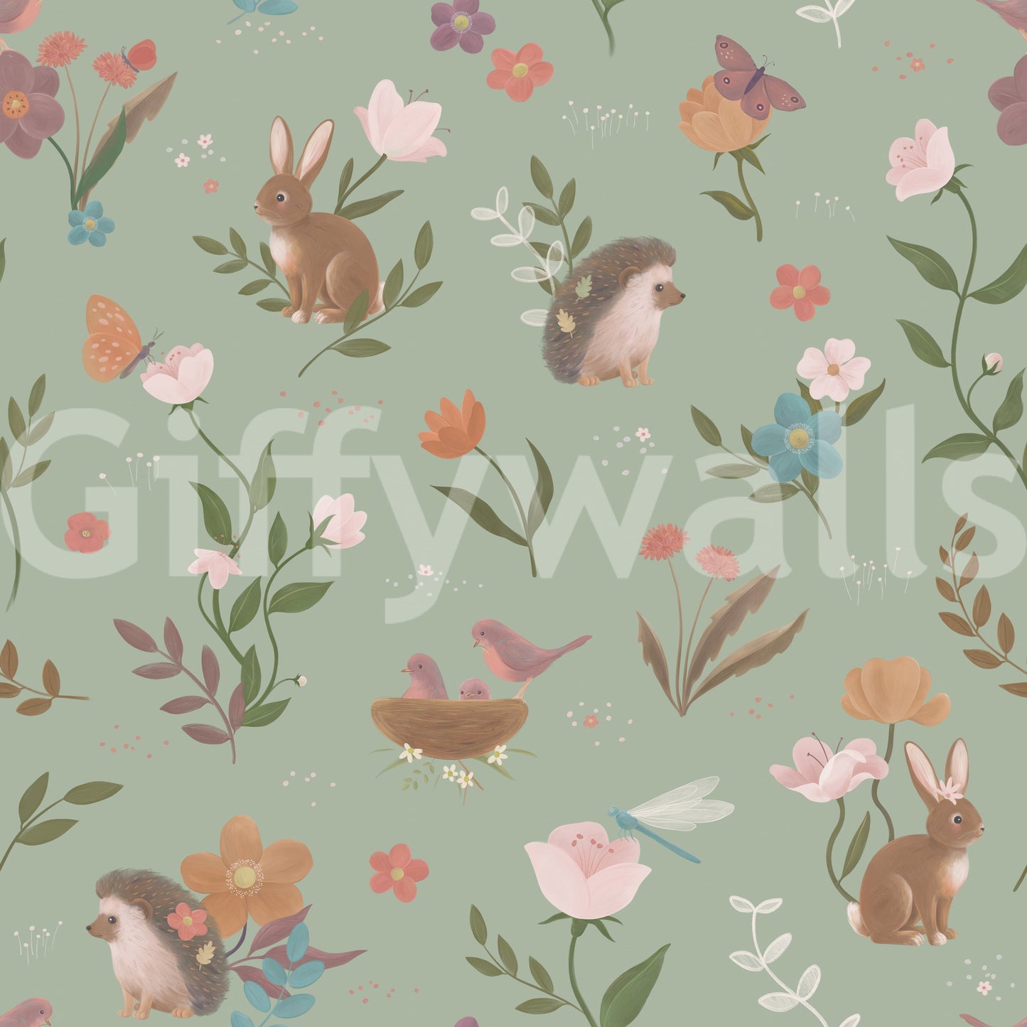 Forest Friends and Floral Meadow Wallpaper⁠