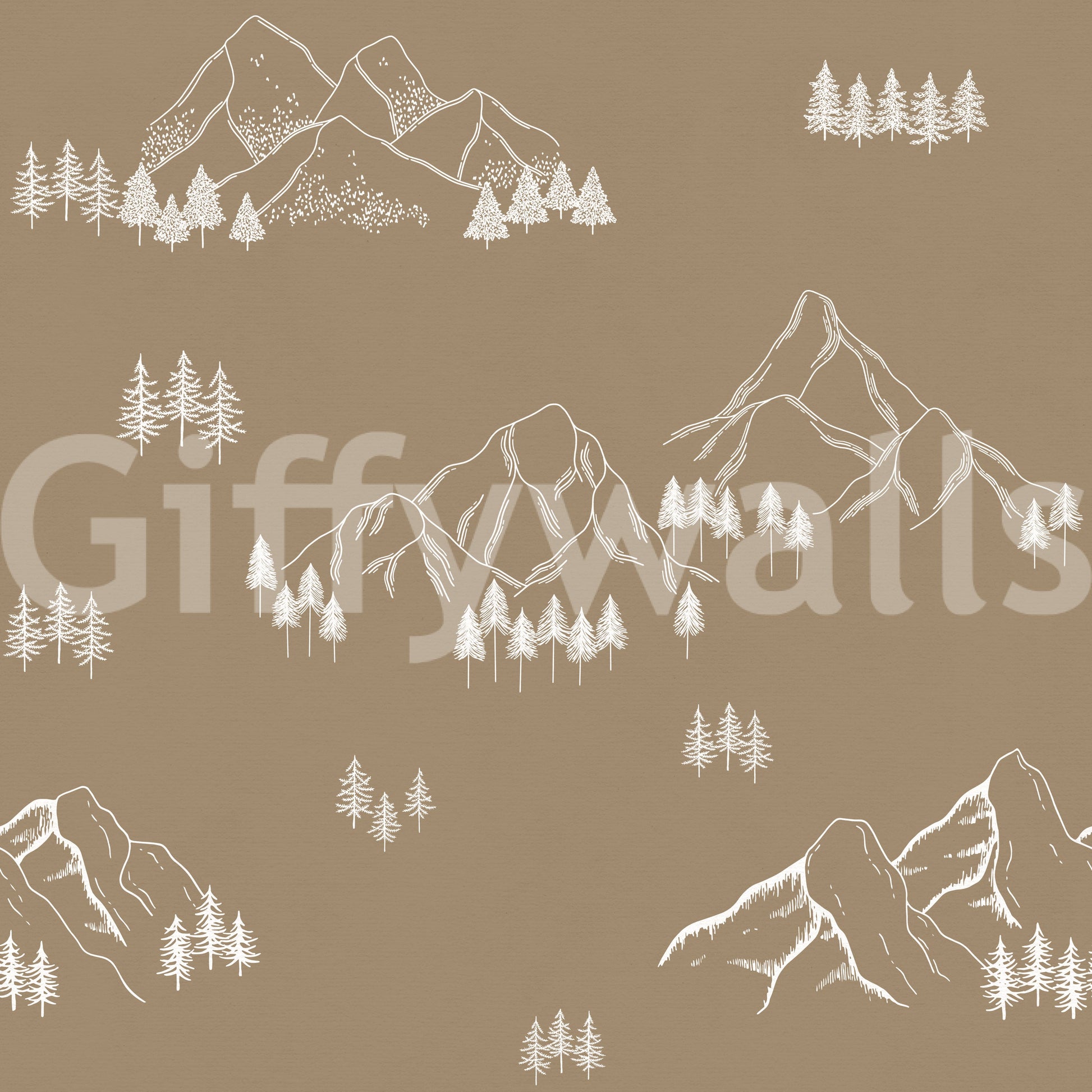 Serene Forest Peak Sketch Wallpaper⁠
