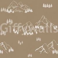 Serene Forest Peak Sketch Wallpaper⁠