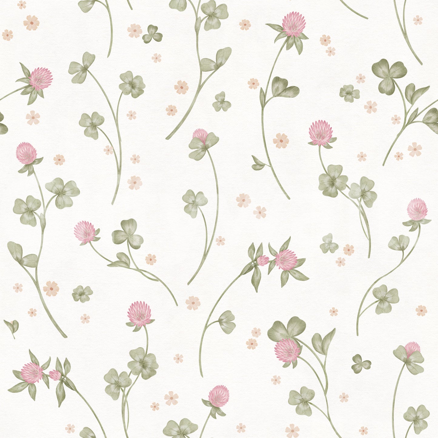 Meadow Clover Botanical Illustration Wallpaper⁠