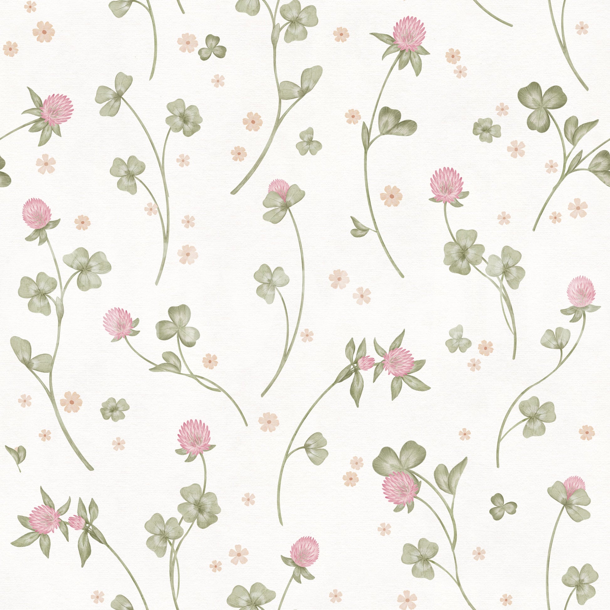 Meadow Clover Botanical Illustration Wallpaper⁠