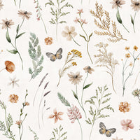 Rustic Meadow Botanical Sketch Wallpaper⁠