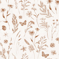 Rustic Meadow Botanical Sketch Wallpaper⁠