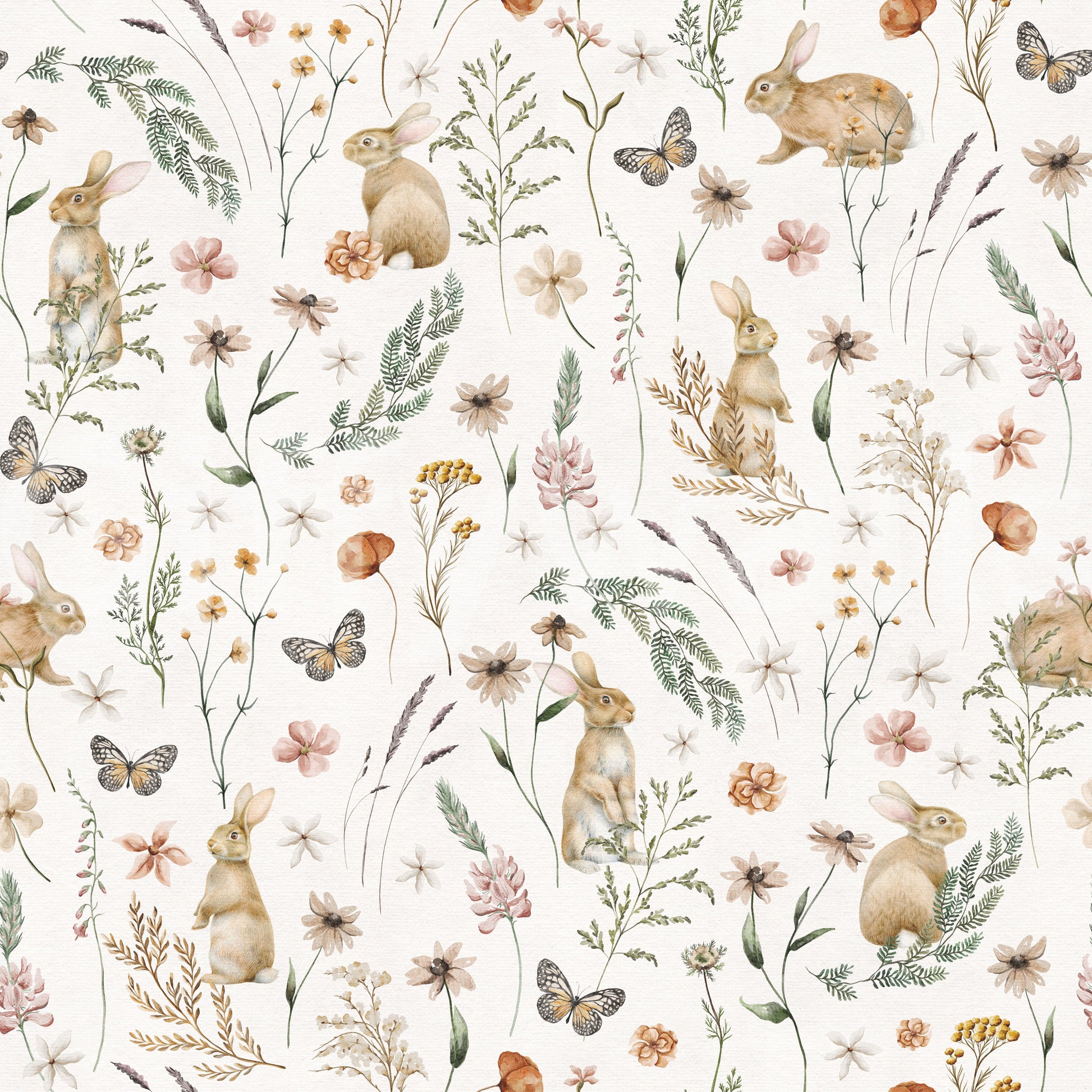 Enchanted Woodland Bunny Trail Wallpaper⁠