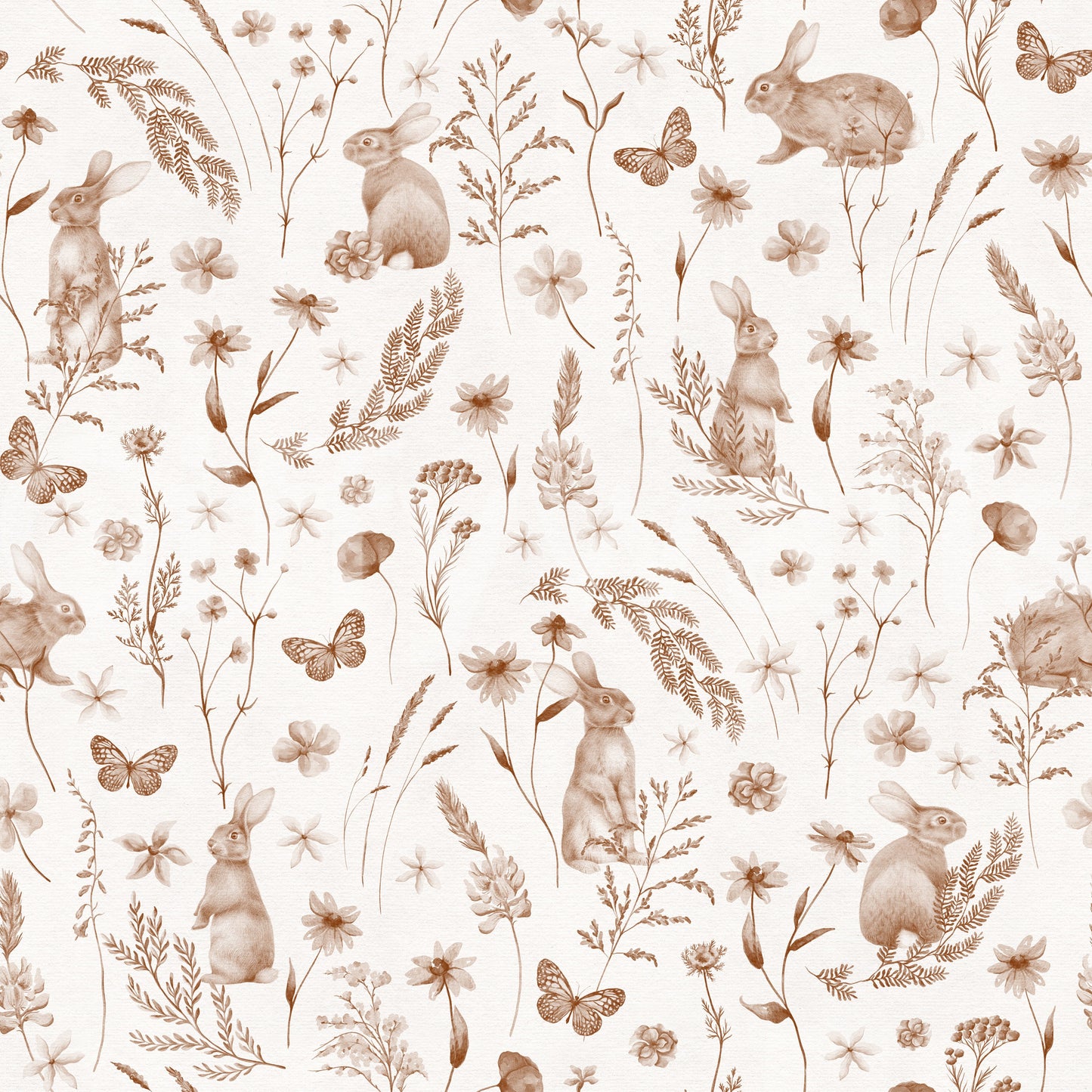 Rustic Woodland Rabbit Meadow Wallpaper⁠